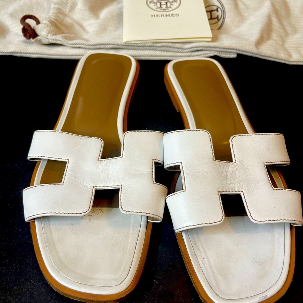 Hermes Oran sandal white size 37